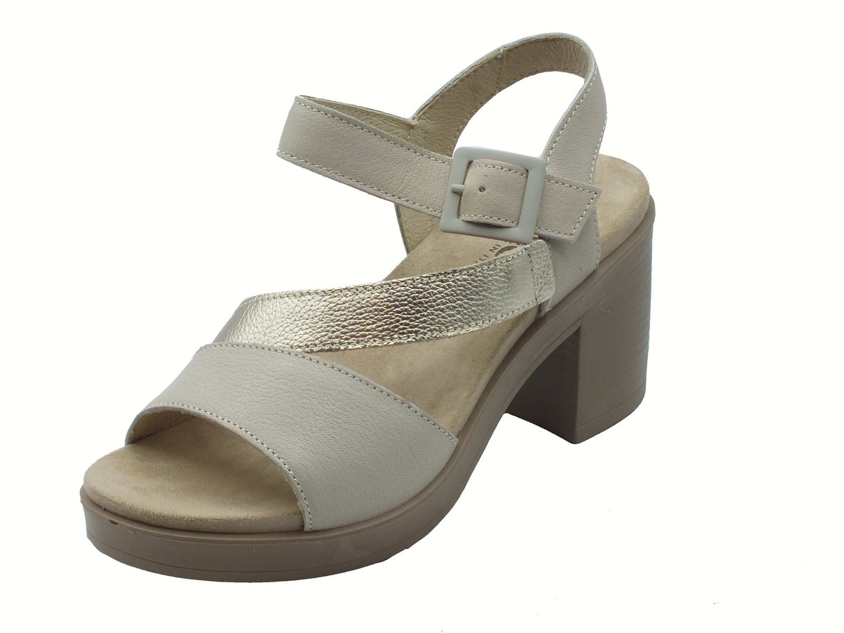 Igi&Co Igi&Co 7674222 Vitello Panna Sandali per Donna in pelle con tacco alto e fibietta bianco panna
