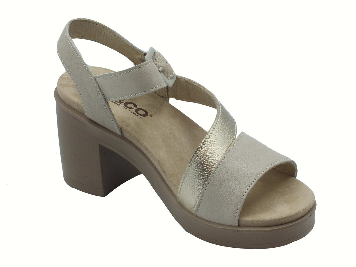 Igi&Co Igi&Co 7674222 Vitello Panna Sandali per Donna in pelle con tacco alto e fibietta bianco panna