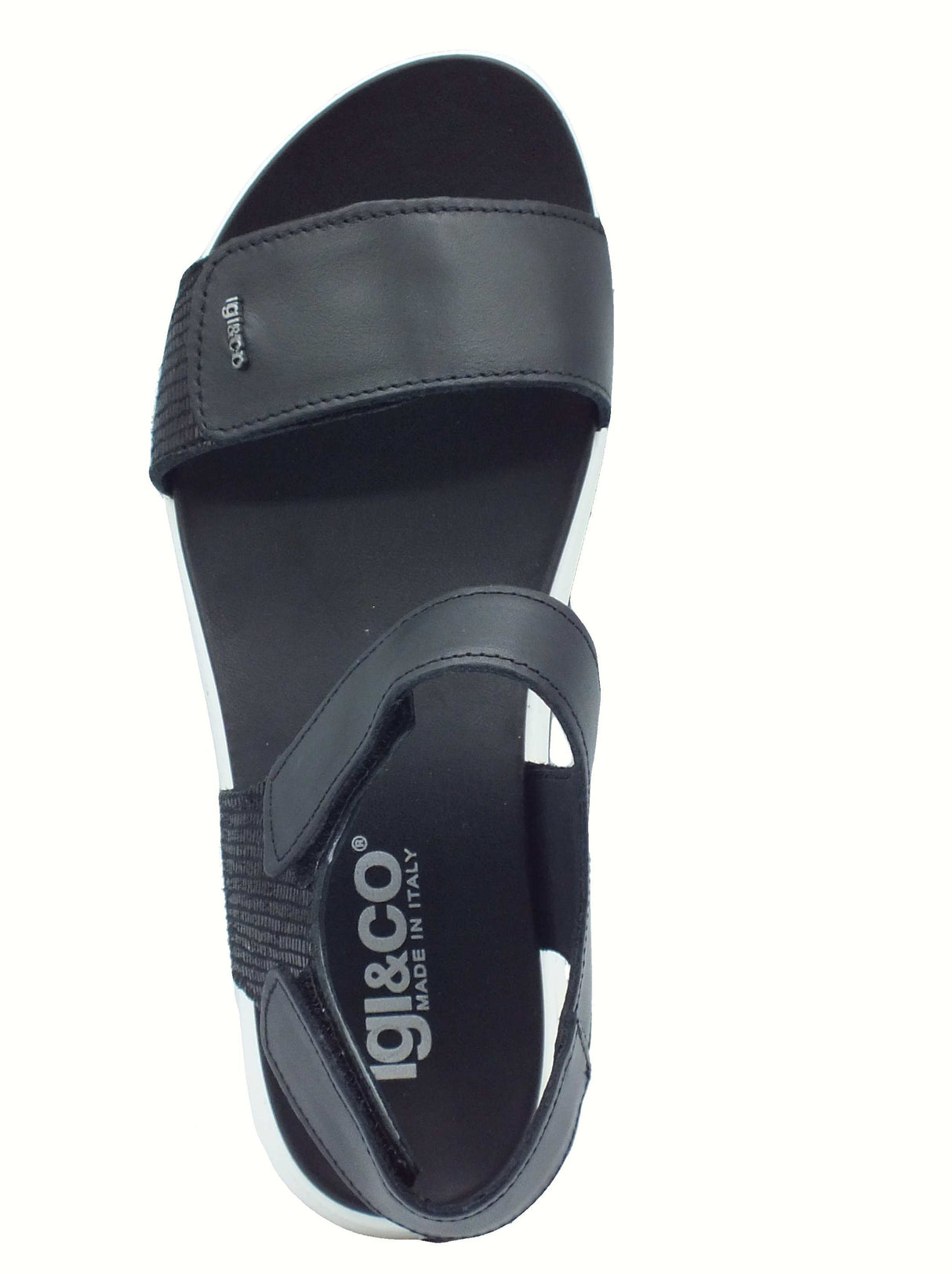 Igi&Co Igi&Co 7675400 Nappa Soft Nero Sandali per Donna in pelle con zeppa bassa triplo strappo Nero