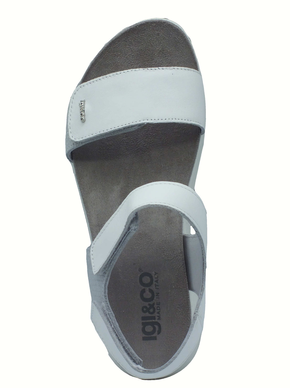 Igi&Co Igi&Co 7675433 Nappa Bianco Sandali per Donna in pelle con zeppa bassa triplo strappo Bianco