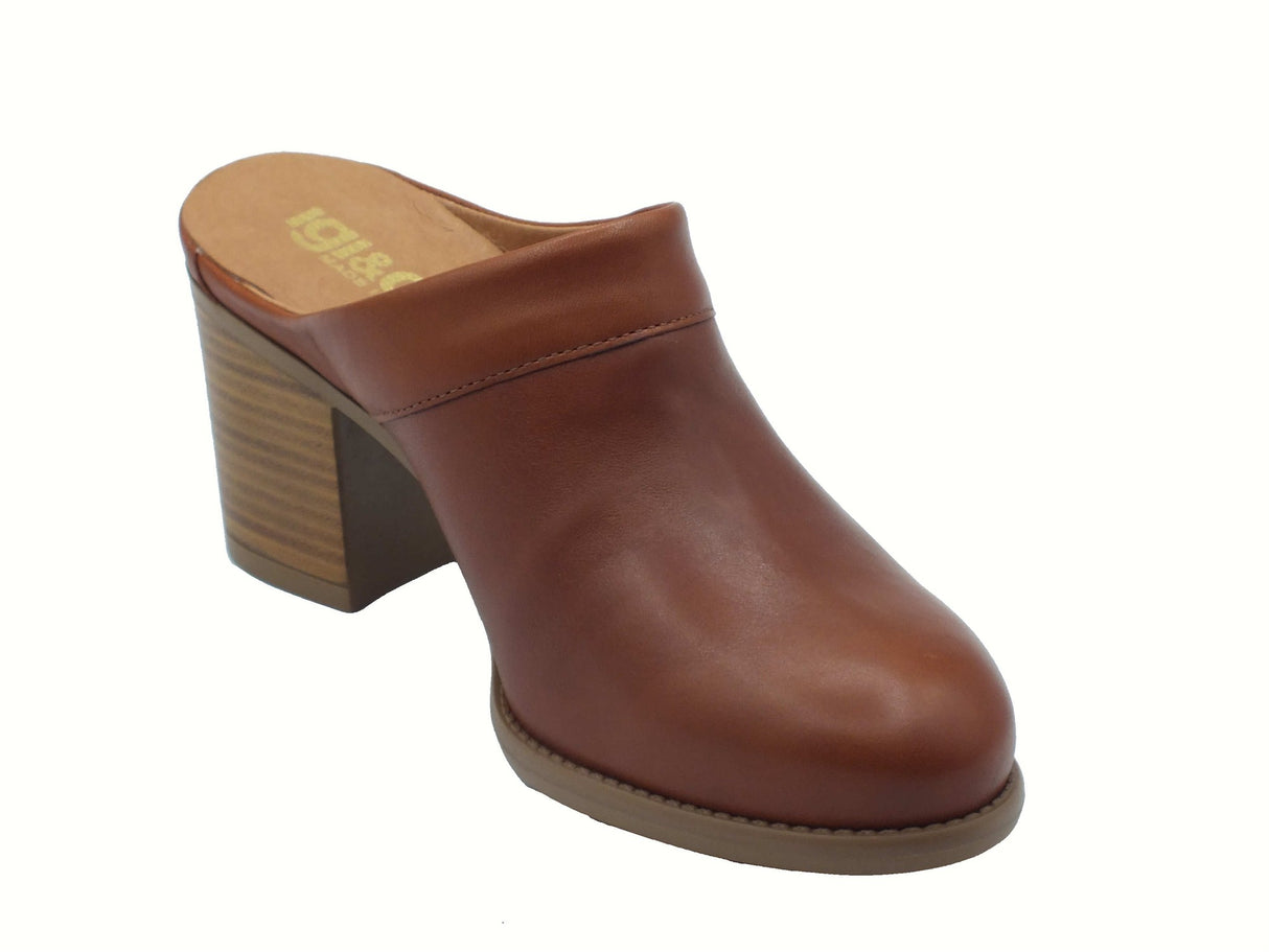 Igi&Co Igi&Co 7682900 Vitello Anticato Cognac Sabot per Donna in pelle tacco alto Cognac