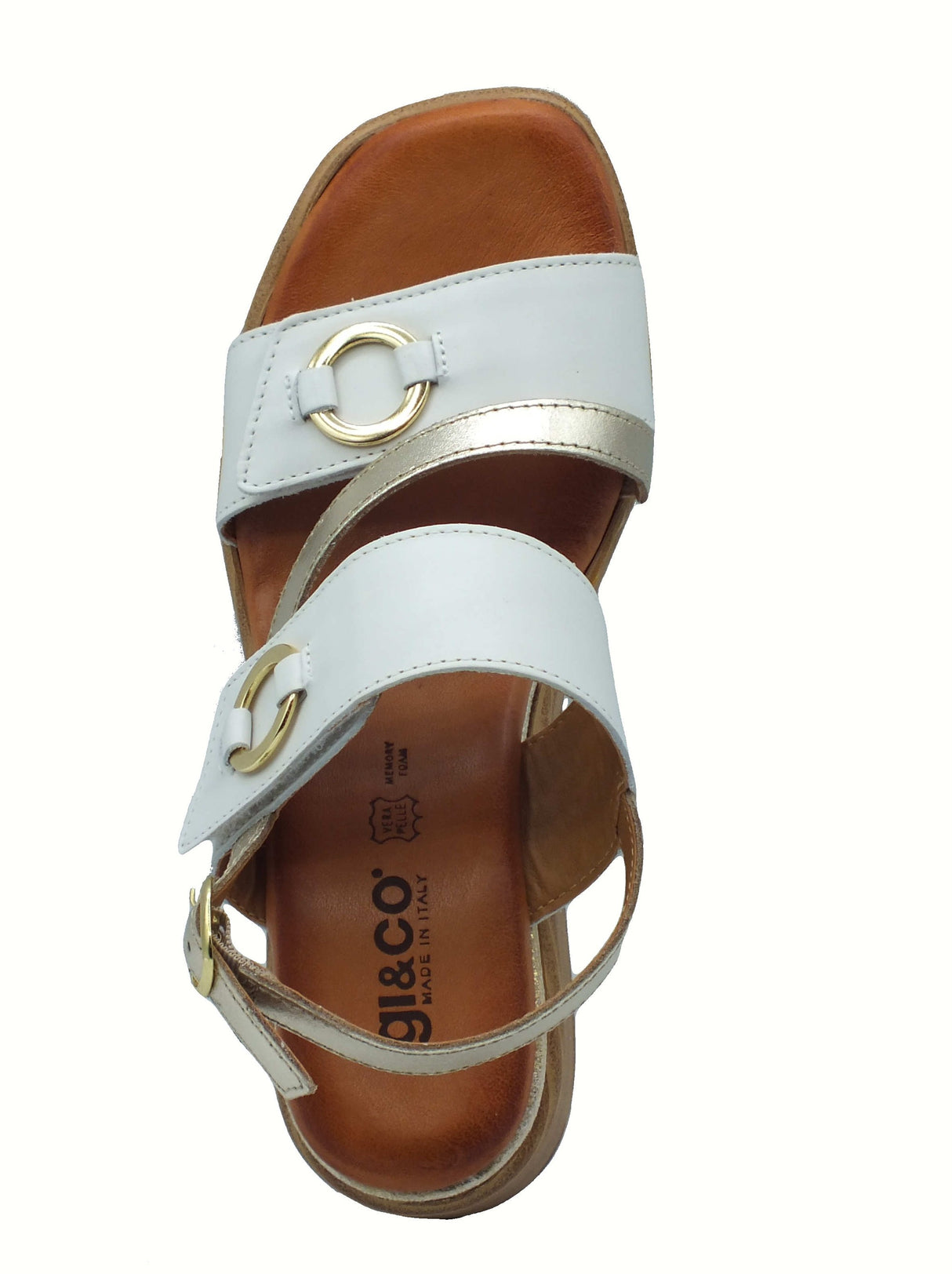 Igi&Co Igi&Co 7689411 Vitello Bianco Sandali per Donna in pelle con zeppa alta doppio strappo Bianco