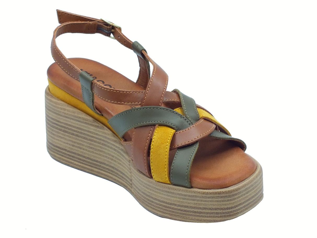 Igi&Co Igi&Co 7689522 Vitello Oceano Cuoio Sandali per Donna in pelle con zeppa alta Cuoio