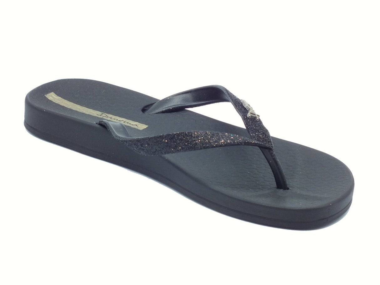 Ipanema Ipanema 83140 Lolita Glitter Black Infradito con zeppa bassa per Donna in gomma nero Black