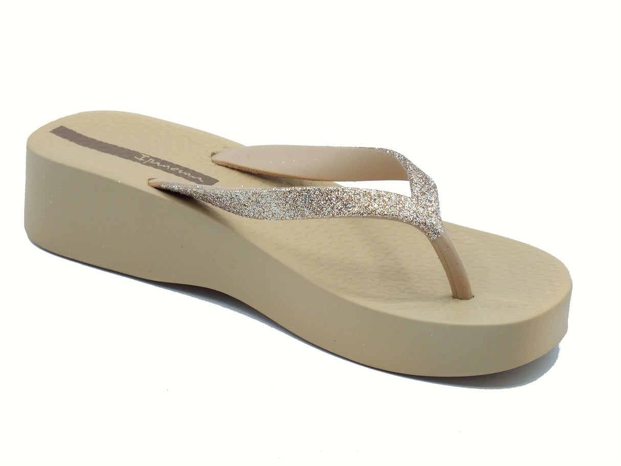Ipanema Ipanema 83386 Mesh Chic Glitter Beige Infradito con zeppa media per Donna in gomma Beige