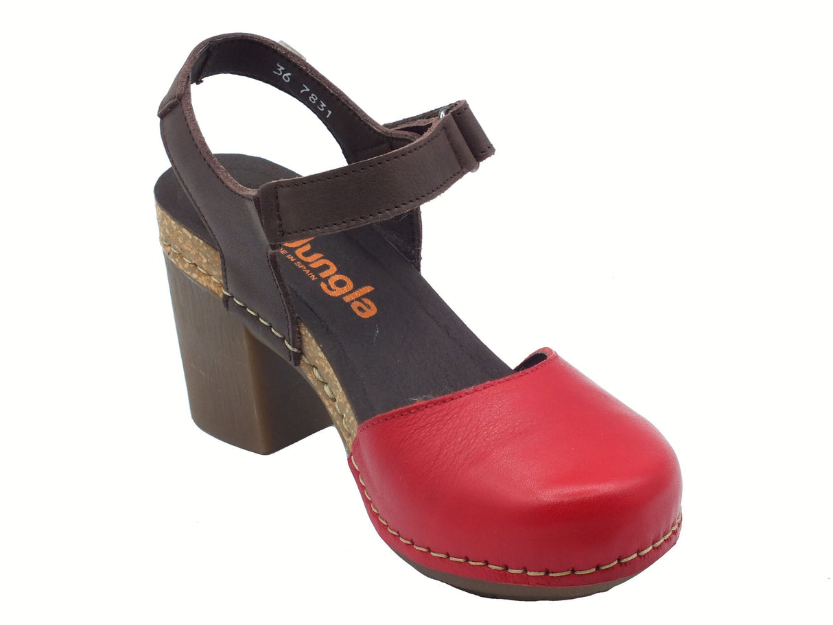 Jungla Jungla 7831 Loto Rojo Pipa Camila Sandali per Donna in pelle marrone rossa con tacco alto Rosso