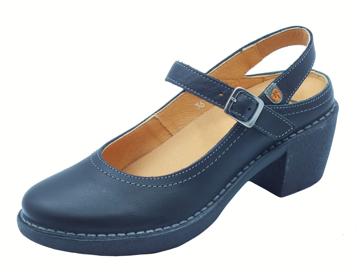 Jungla Jungla 8350 Loto Negro Praga Ballerine con cinturino per Donna in pelle nera Nero