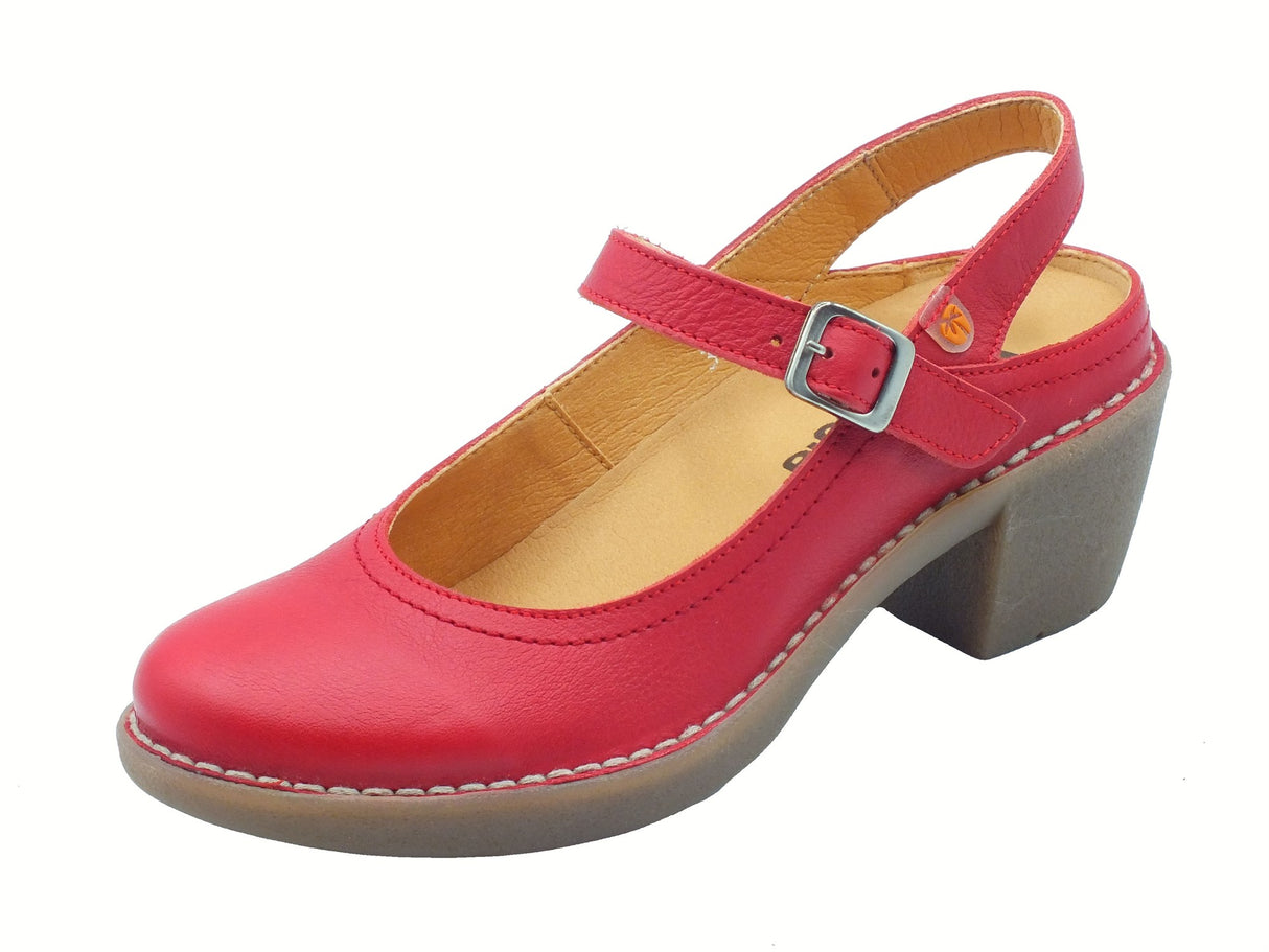 Jungla Jungla 8350 Loto Rojo Praga Camila Ballerine con cinturino per Donna in pelle rossa Rosso