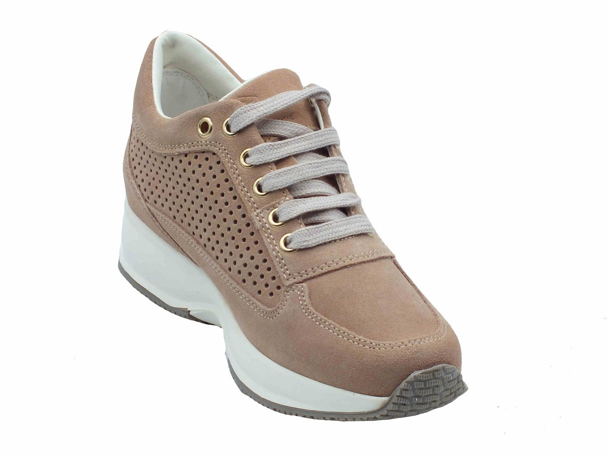 Lumberjack Lumberjack Raul SW01305 Rose Sneakers per Donna in nabuk rosa con zeppa bombata Rose