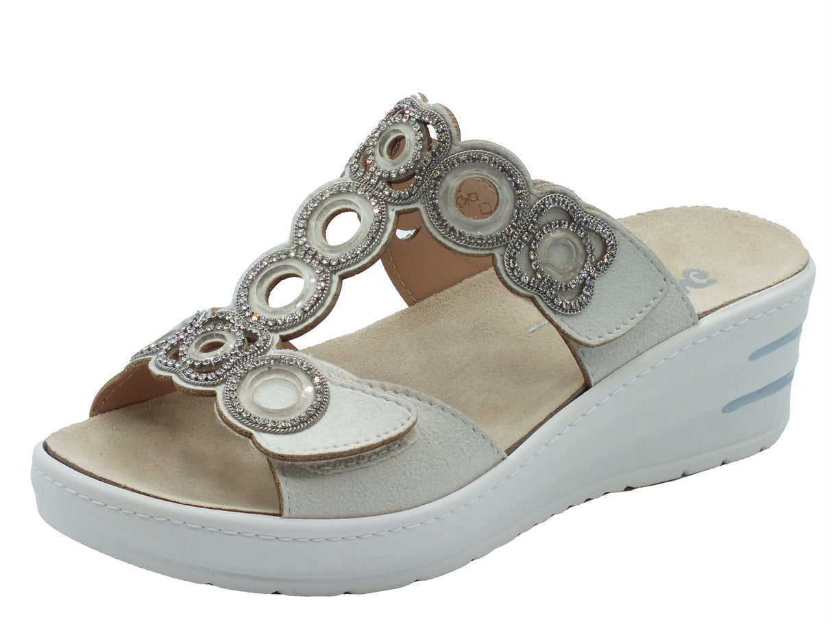 Melluso Melluso 019247 Bianco Sandali per Donna in scamosciato con doppio stretch ed estraibile Bianco