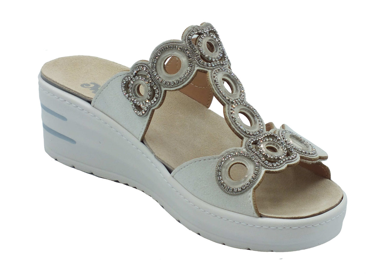 Melluso Melluso 019247 Bianco Sandali per Donna in scamosciato con doppio stretch ed estraibile Bianco