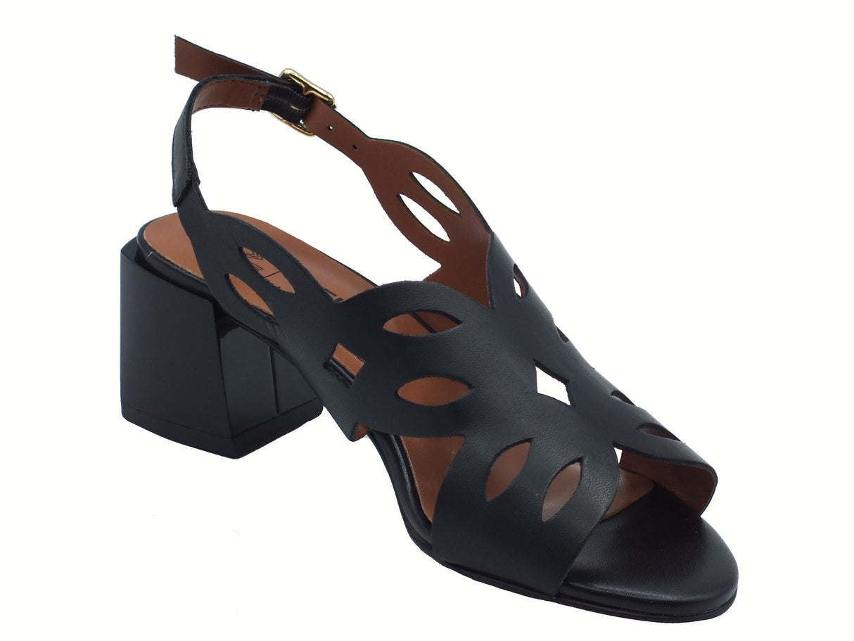 Melluso Melluso K35507Z Nero Sandali per Donna in pelle laserata con tacco medio e fibbietta Nero