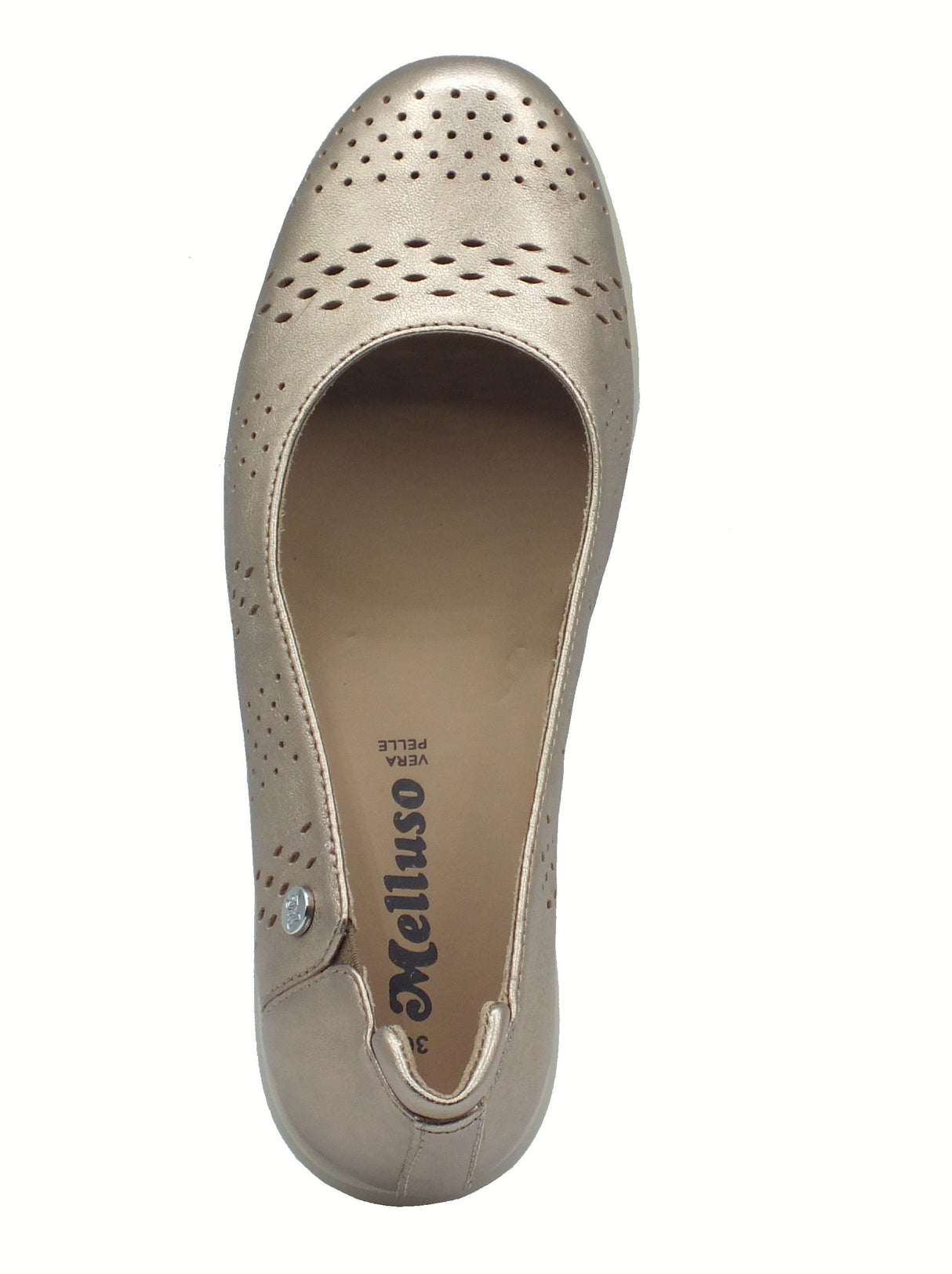 Melluso Melluso K55398Z Gravel Ballerine per Donna in pelle traforata beige lucido con zeppa alta Gravel