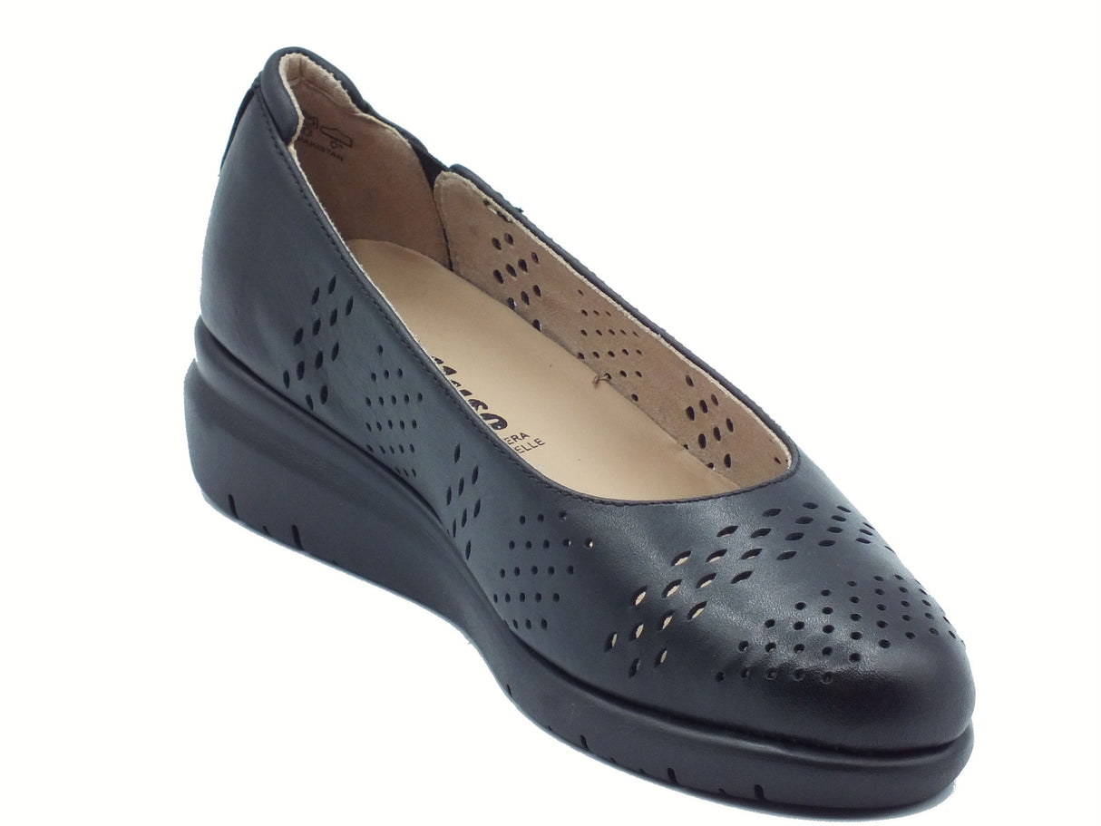 Melluso Melluso K55398Z Nero Ballerine per Donna in pelle traforata con zeppa alta Nero