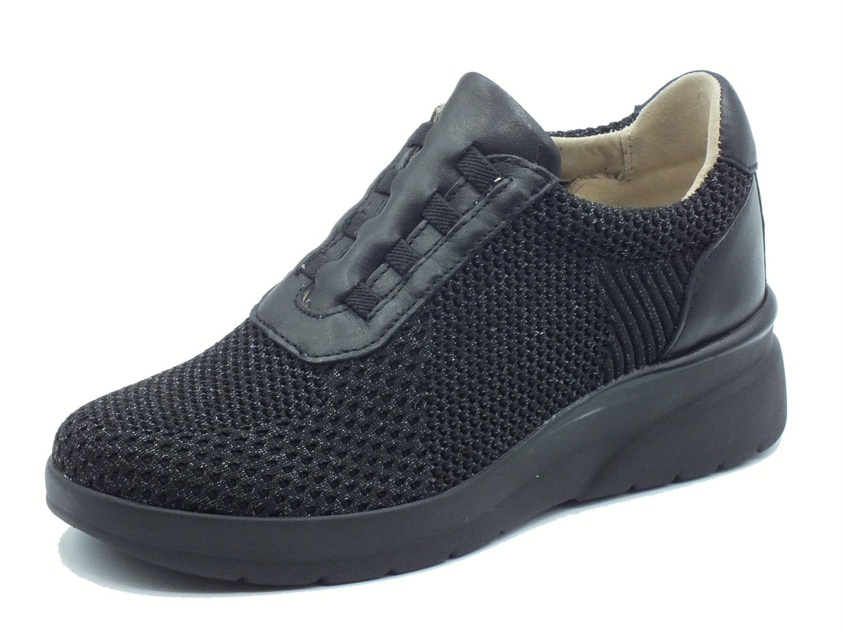 Melluso Melluso Walk K55431Z Nero Sneakers Slip-On per Donna in tessuto zeppa alta Nero