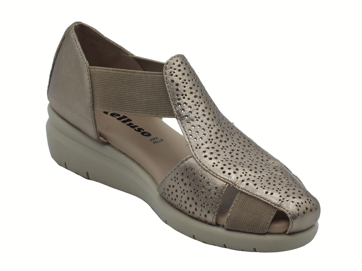 Melluso Melluso K55475 Alba Mocassini per Donna in pelle beige lucida con elastici e zeppa bassa Alba