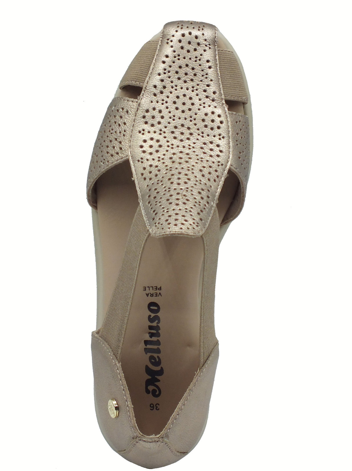 Melluso Melluso K55475 Alba Mocassini per Donna in pelle beige lucida con elastici e zeppa bassa Alba