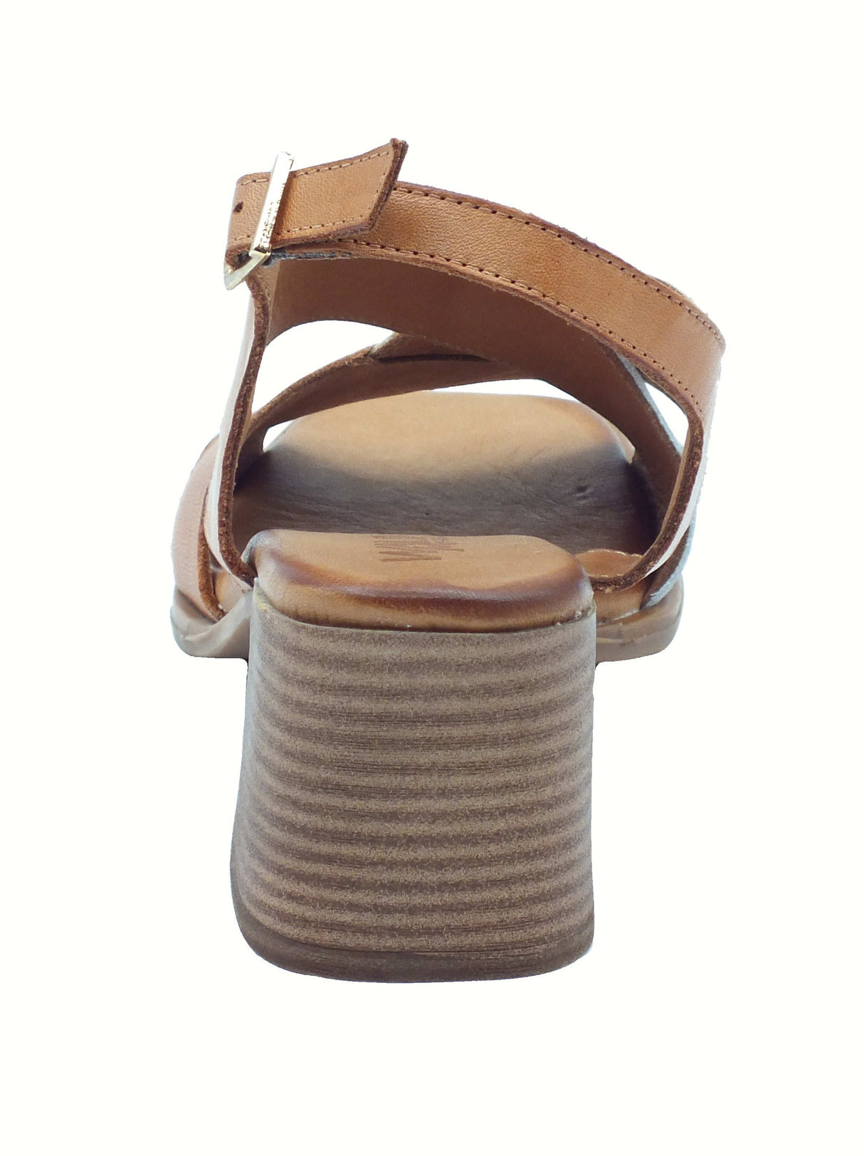 Melluso Melluso K56110Z Coconut Sandali per Donna in pelle marrone laminato con tacco alto e fibia marrone