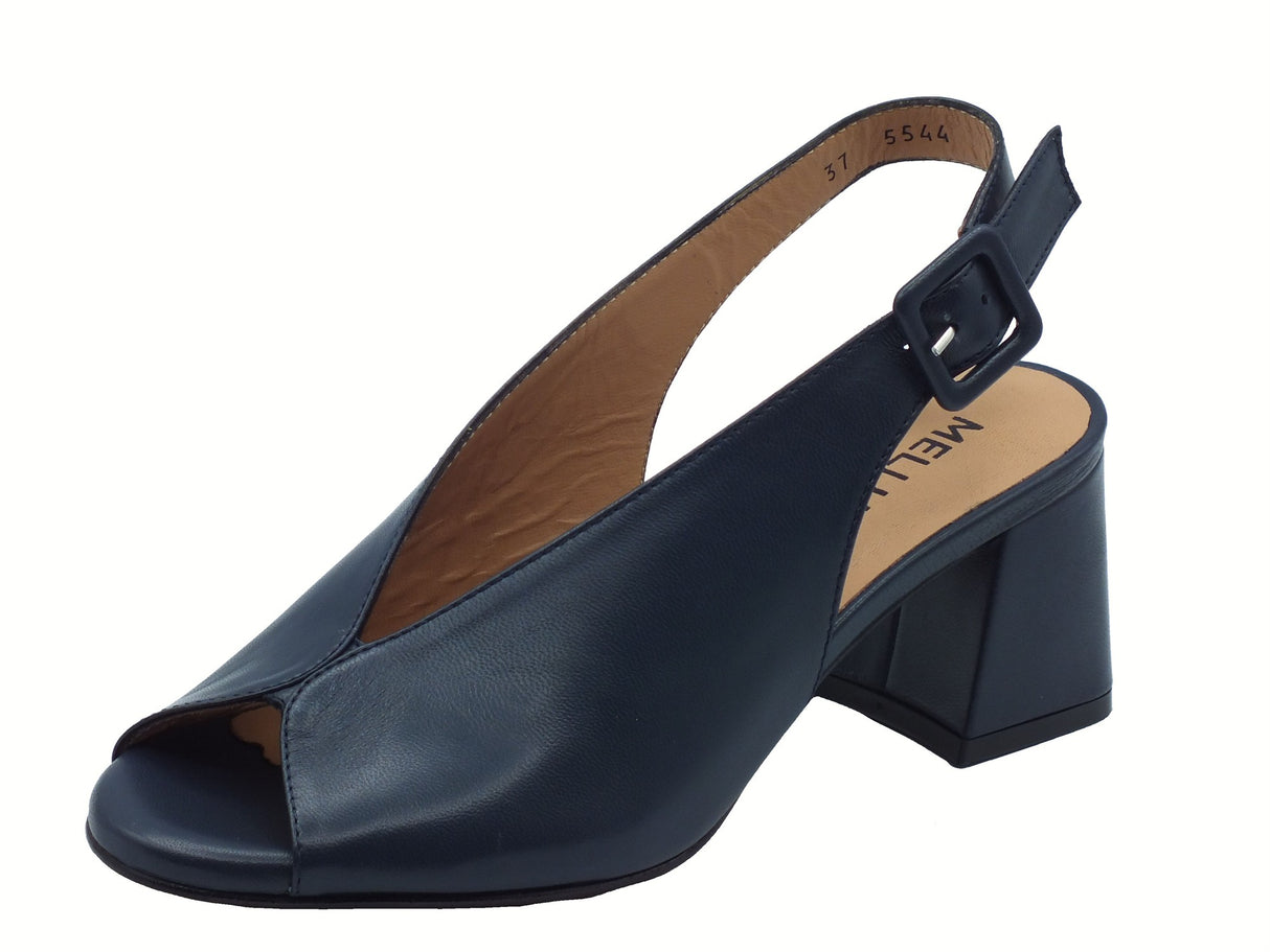 Melluso Melluso N622Z Melissa Abyss Sandali per Donna in pelle blu con tacco alto e fibbiona blu