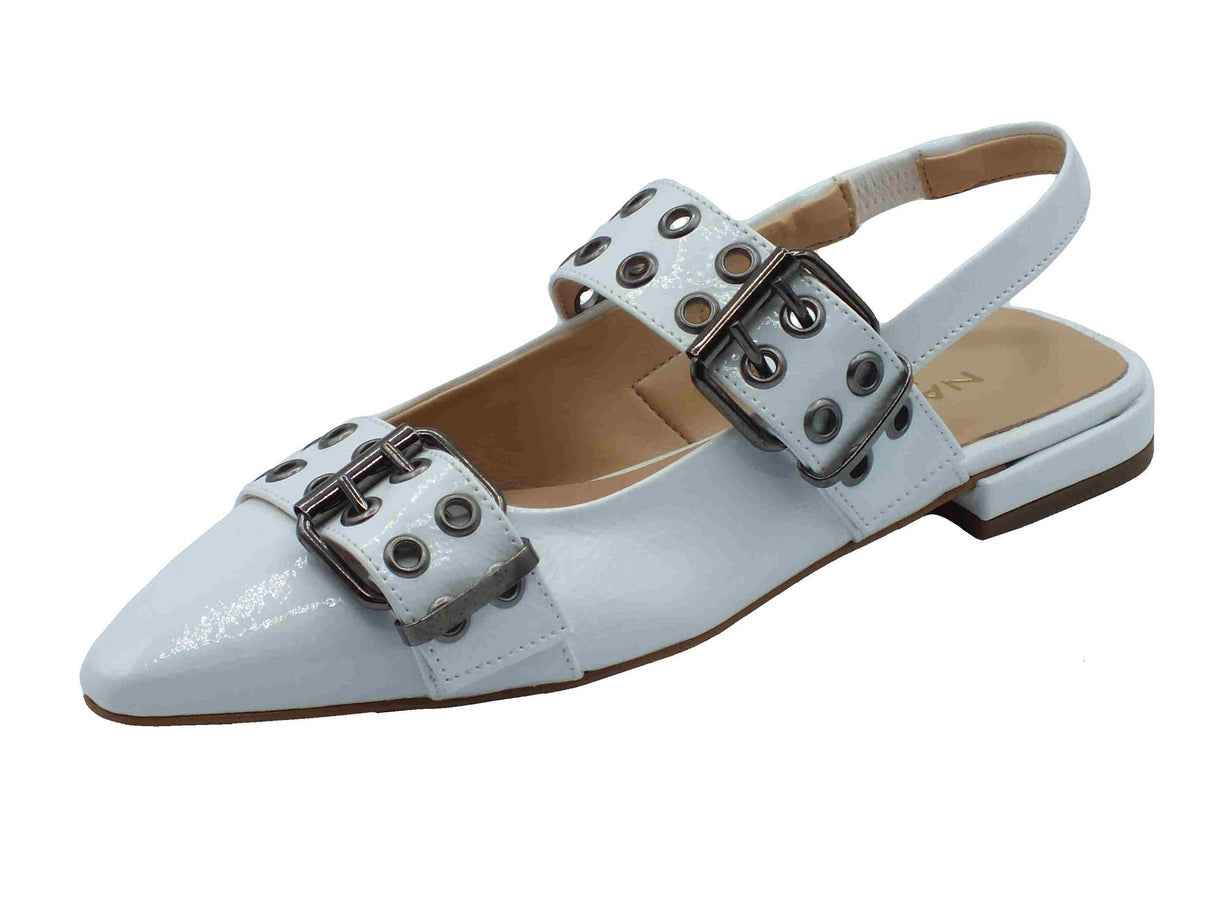 Nacrèe Nacrèe 411A093 Napl Bianco Decoltè per Donna in ecopelle con fibione e tacco basso Bianco