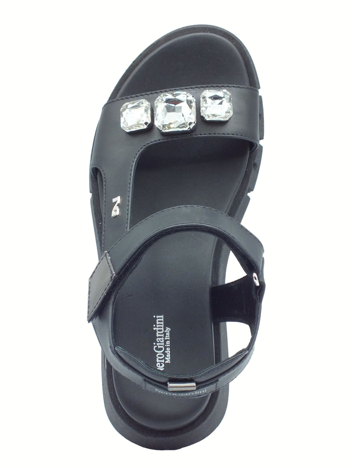 Nero Giardini NeroGiardini E410707D Tamigi Nero Sandali per Donna in pelle con strappo e zeppa media Nero