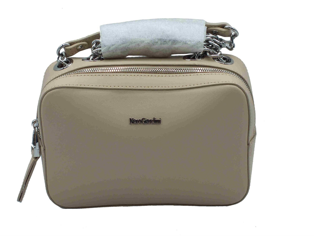 Nero Giardini NeroGiardini E443713D Reno Lino Tracollina mini con catenelle per Donna in vera pelle con lampo Lino