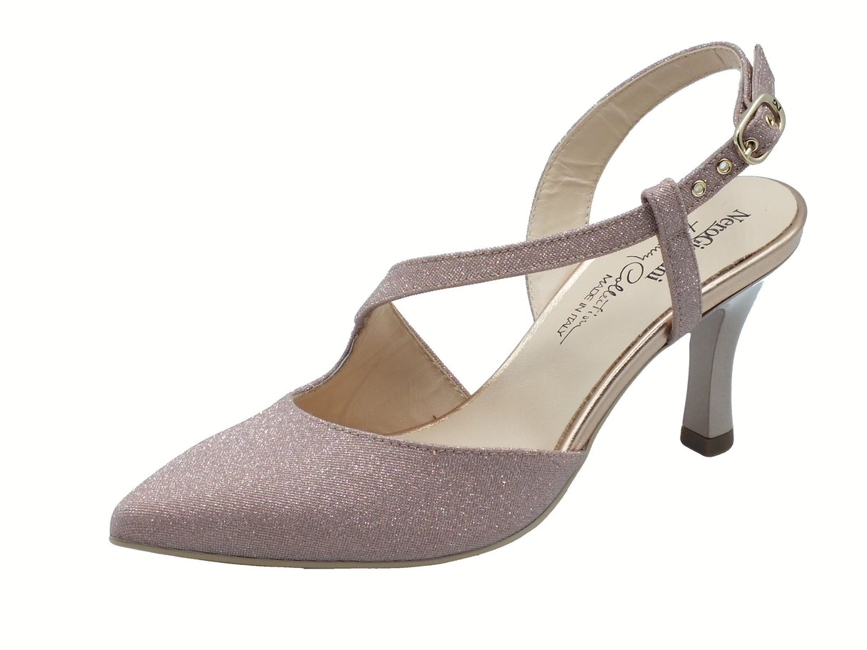 Nero Giardini NeroGiardini E507010DE Microglitter carne Sandali per Donna in tessuto carne con fibietta e tacco al carne