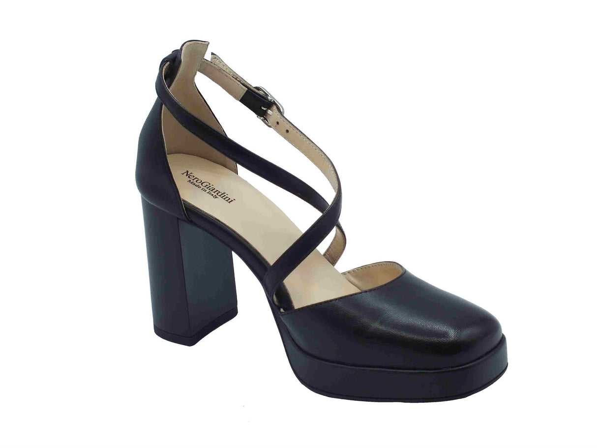 Nero Giardini NeroGiardini E512300D Nappa Pandora Nero Decoltè elegante per donna con cinturino e tacco alto Nero