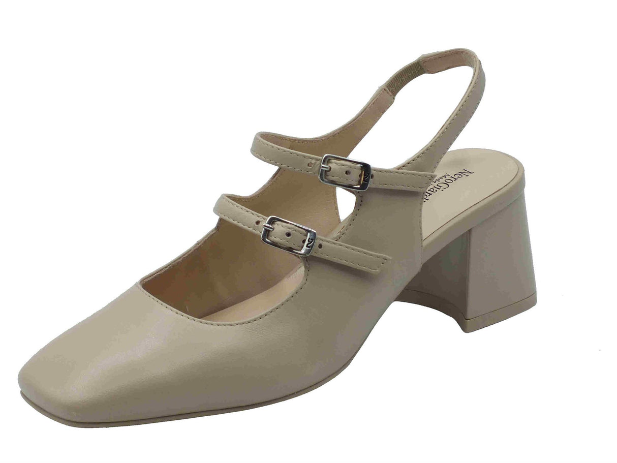 Nero Giardini NeroGiardini E512321D Nappa Pand. Lino Sandali eleganti per donna con doppio cinturino e tacco basso Lino