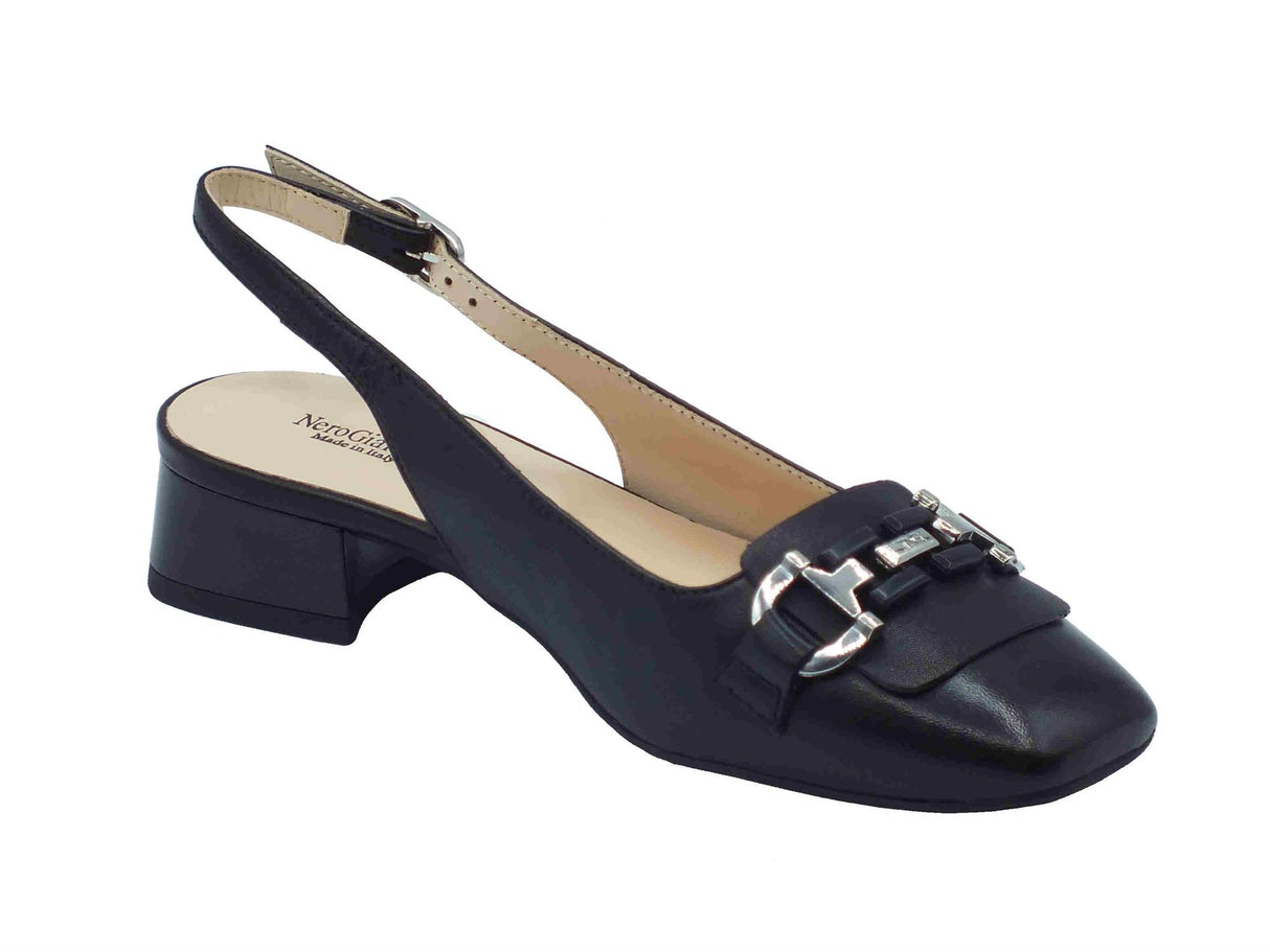 Nero Giardini NeroGiardini E512330D Nappa Pand. Nero Sandali eleganti per donna con cinturino e tacco basso Nero