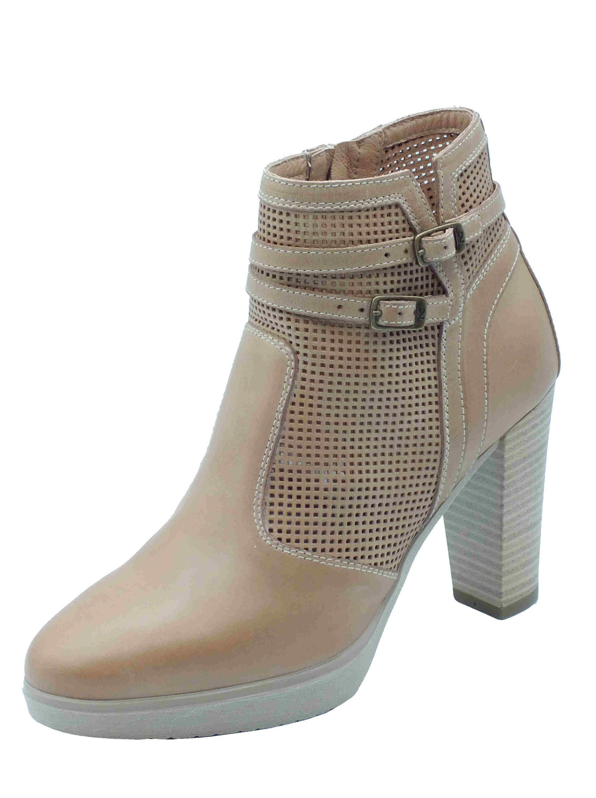 Nero Giardini NeroGiardini E512680D Elba Col. Cuoio Tronchetti per Donna in pelle con tacco alto e lampo Cuoio