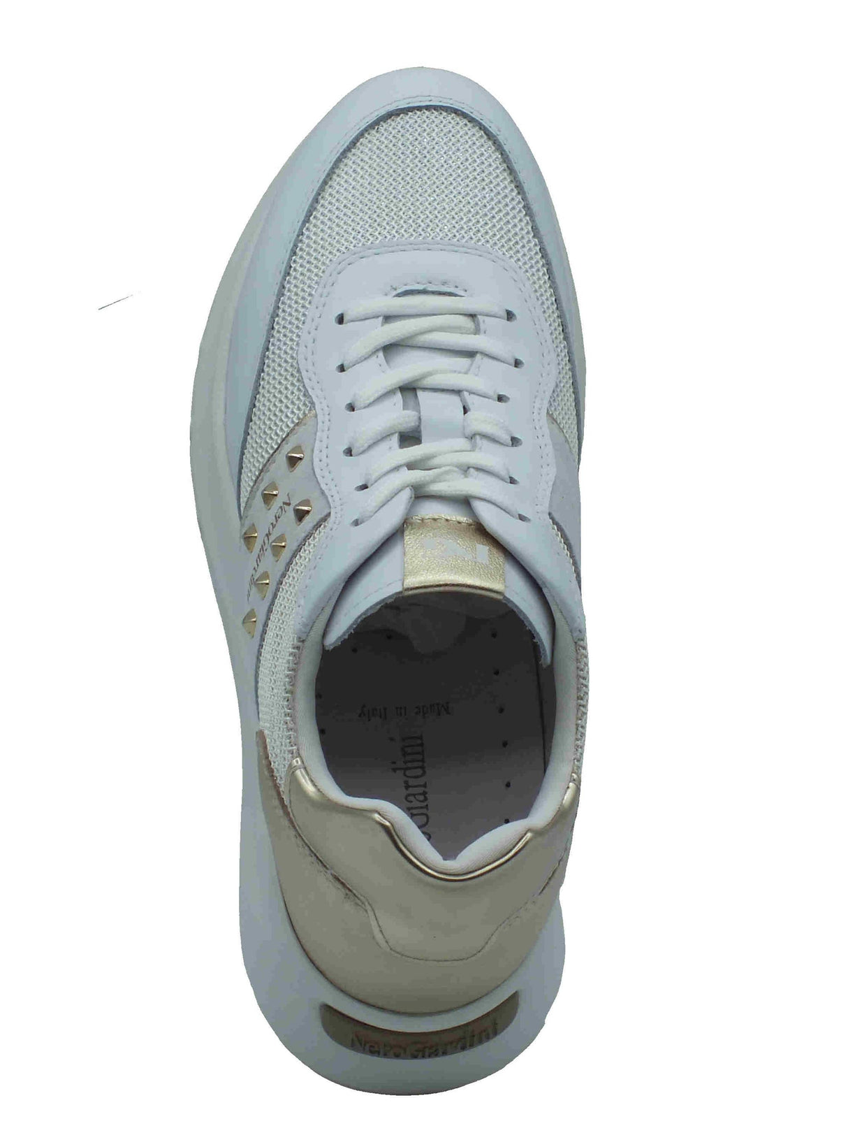 Nero Giardini NeroGiardini E512862D Skipper Rete Bianco Sneakers per Donna in nabuk e rete zeppa bassa Bianco