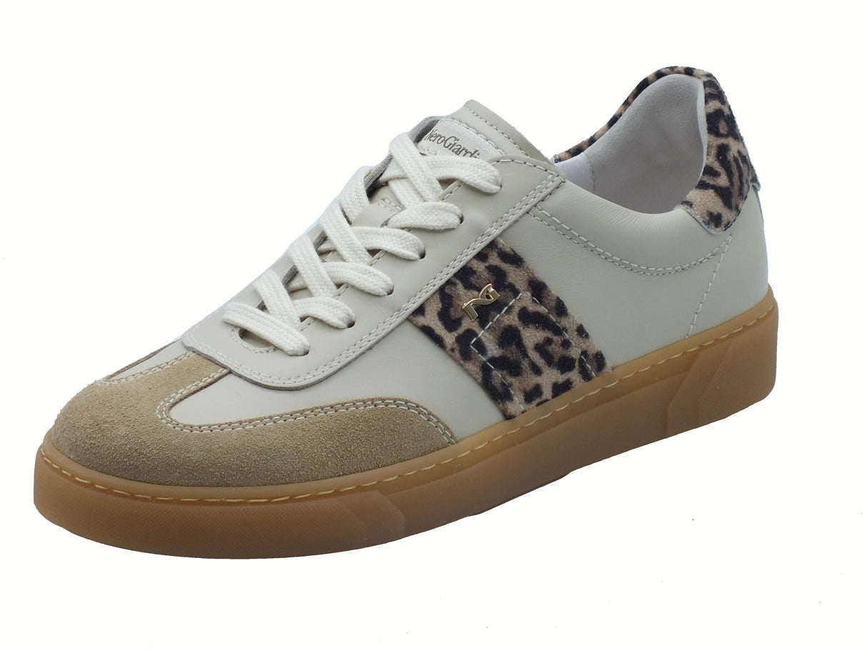 Nero Giardini NeroGiardini E513007D Velour Nudo Velvet Milk Sneakers Sportive Donna pelle nabuk zeppa bassa bianco