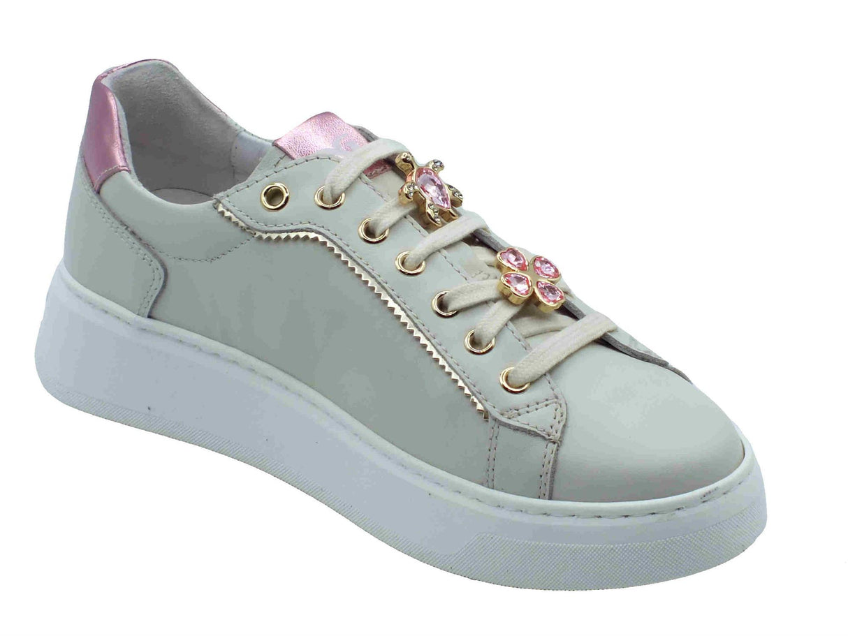 Nero Giardini Nero Giardini Sneakers Donna E513060D Velvet Osso Pink pelle bianco Osso Pink