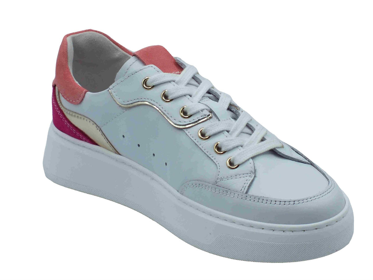 Nero Giardini NeroGiardini E513063D Skipper Bianco Sneakers Sportive per Donna in pelle zeppa bassa Bianco