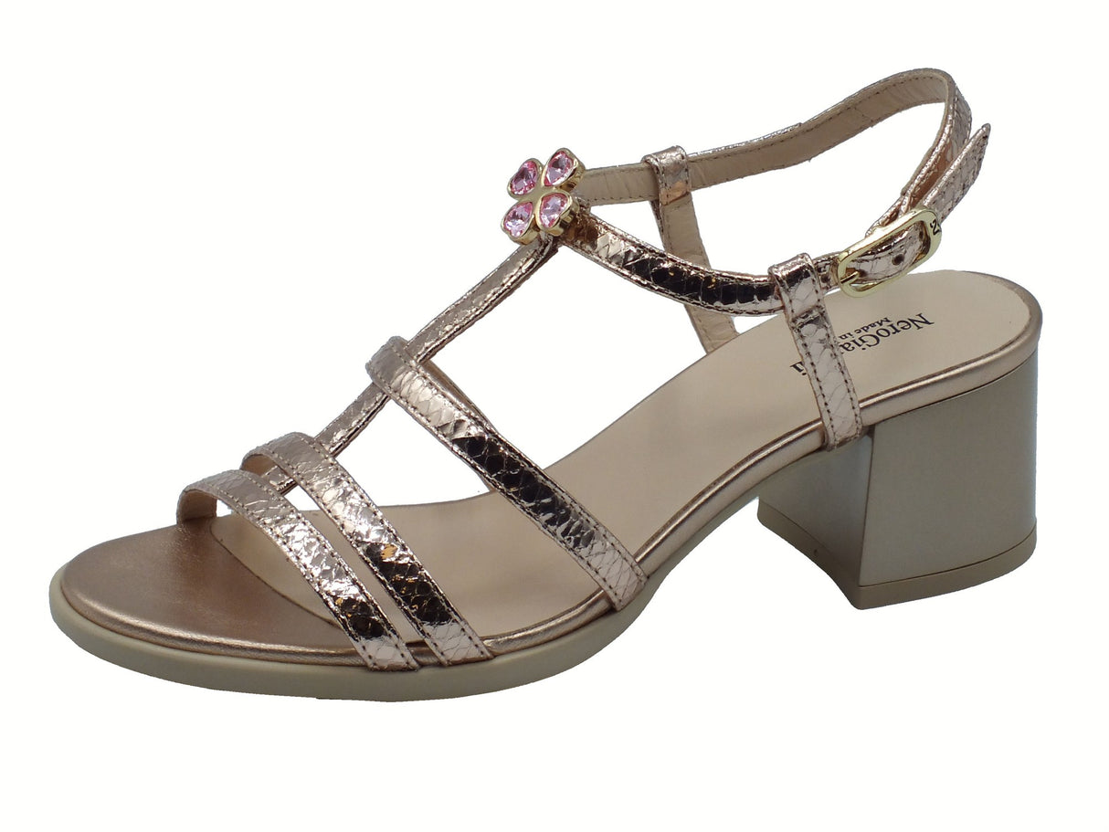 Nero Giardini NeroGiardini E513260D Blade Phard Sandali per donna in pelle laminata e brillanti rosa con cinturino Phard