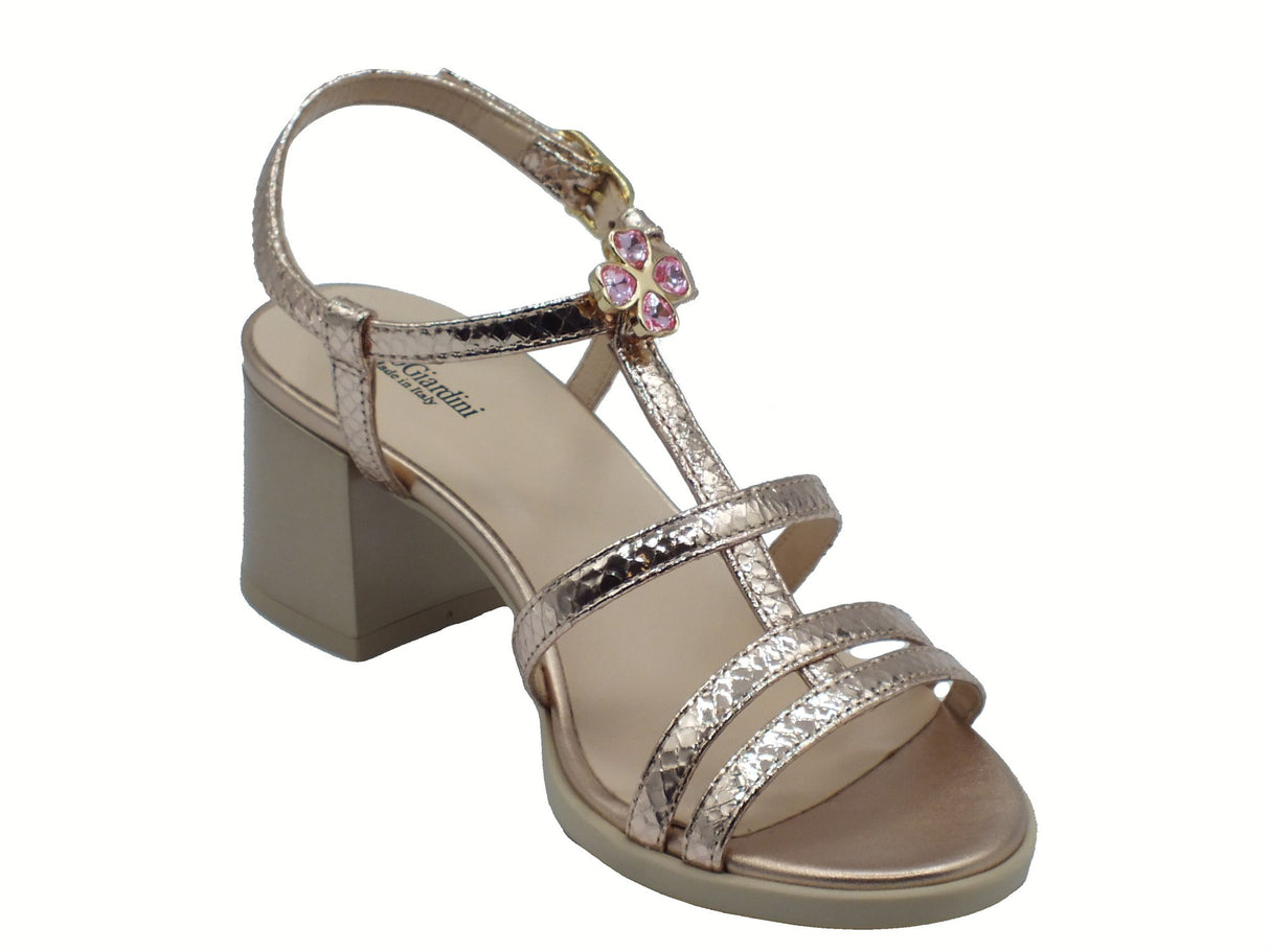 Nero Giardini NeroGiardini E513260D Blade Phard Sandali per donna in pelle laminata e brillanti rosa con cinturino Phard