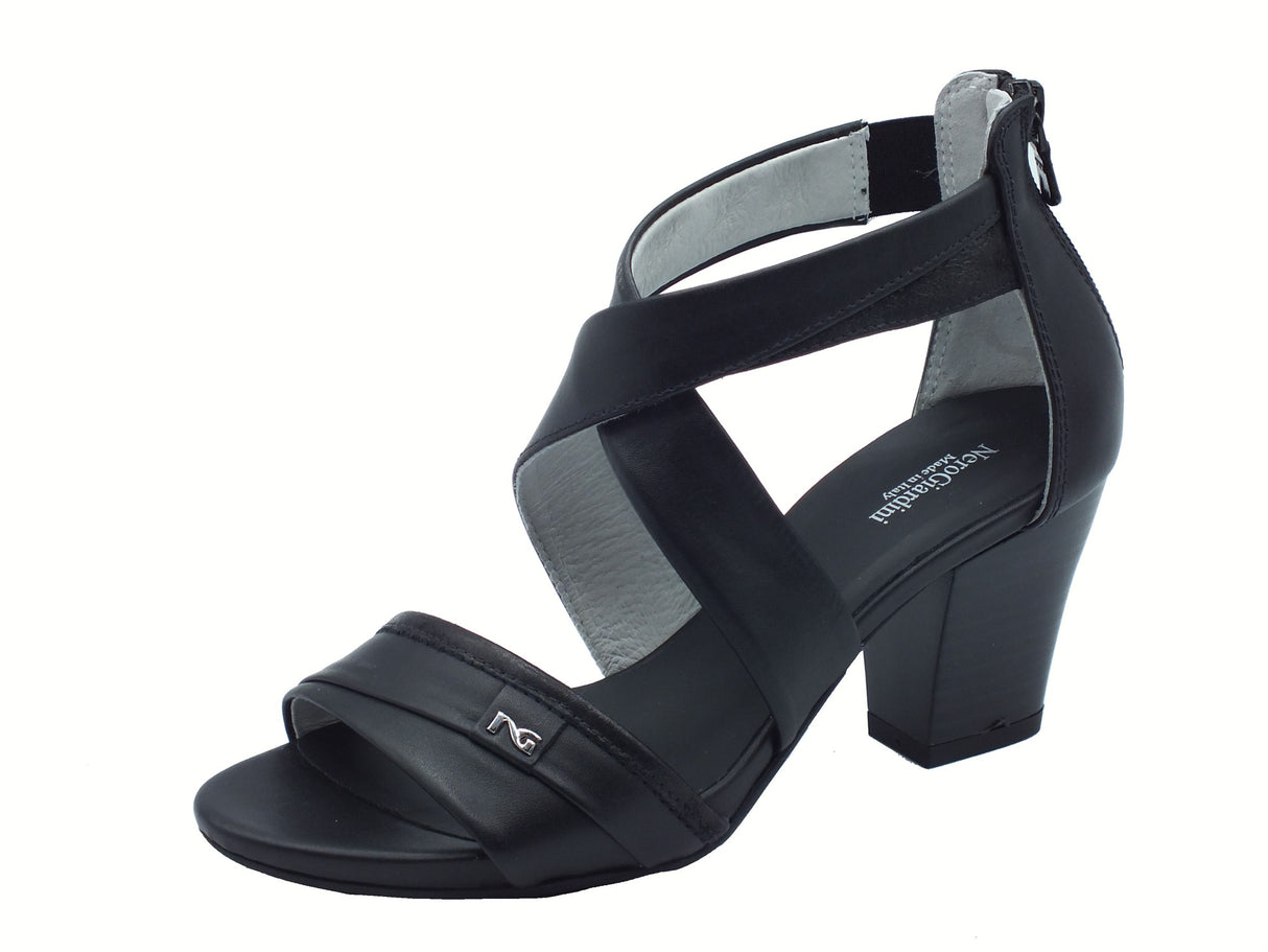 Nero Giardini NeroGiardini E513370D Tamigi Nero Sandali per donna in pelle con lampo e tacco alto Nero