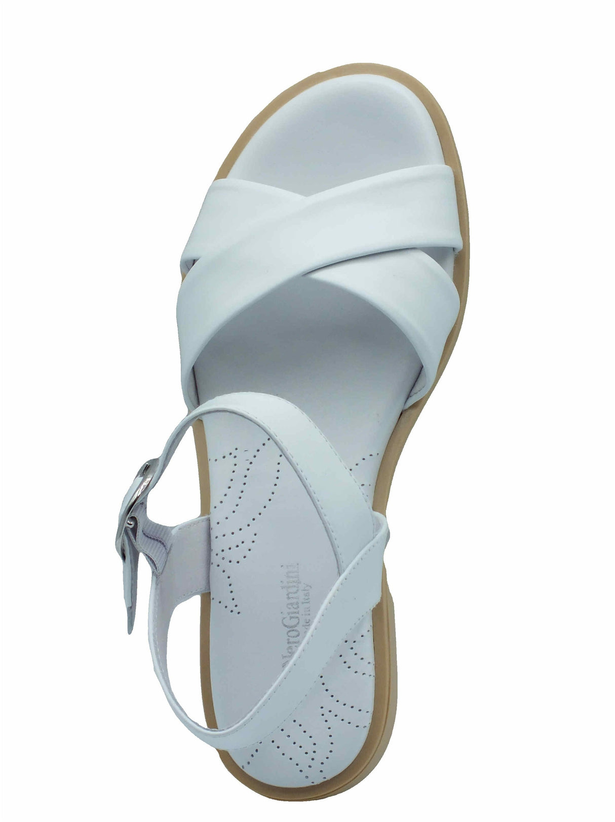 Nero Giardini NeroGiardini E513400D Barolo Bianco Sandali per donna in pelle con cinturino e tacco basso Bianco