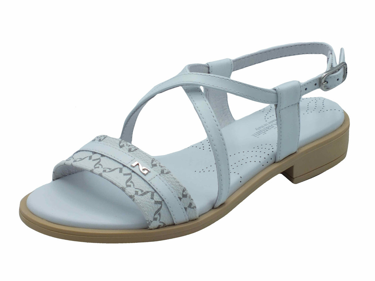 Nero Giardini NeroGiardini E513403D Giove Barolo Bianco Sandali per donna in pelle con cinturino e tacco basso Bianco