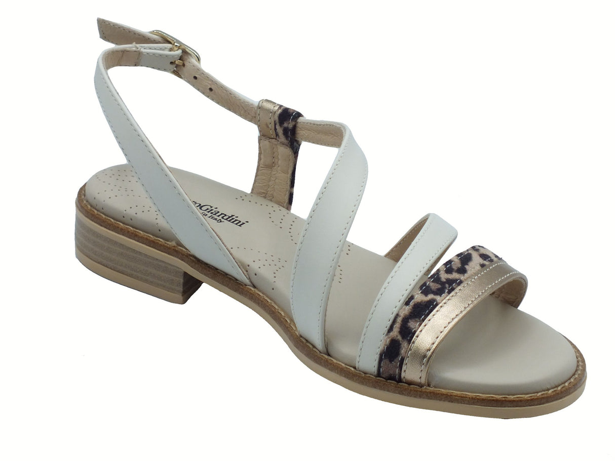 Nero Giardini NeroGiardini E513418D Mettuno Aida Beige Sandali per Donna in pelle bianca animal fibietta tacco bas Beige