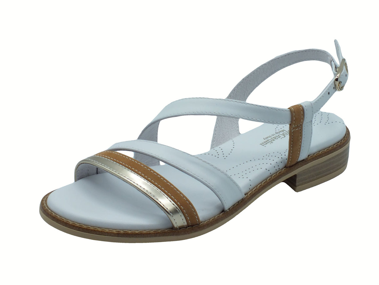 Nero Giardini NeroGiardini E513421D Tamigi Platino Sigaro Sandali per donna in pelle con tacco basso bianco