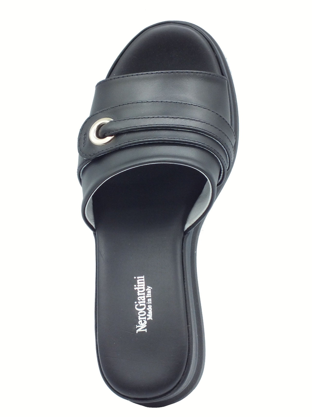 Nero Giardini NeroGiardini E513514D Barolo Nero Sandali Scalsati per Donna in pelle con zeppa alta Nero