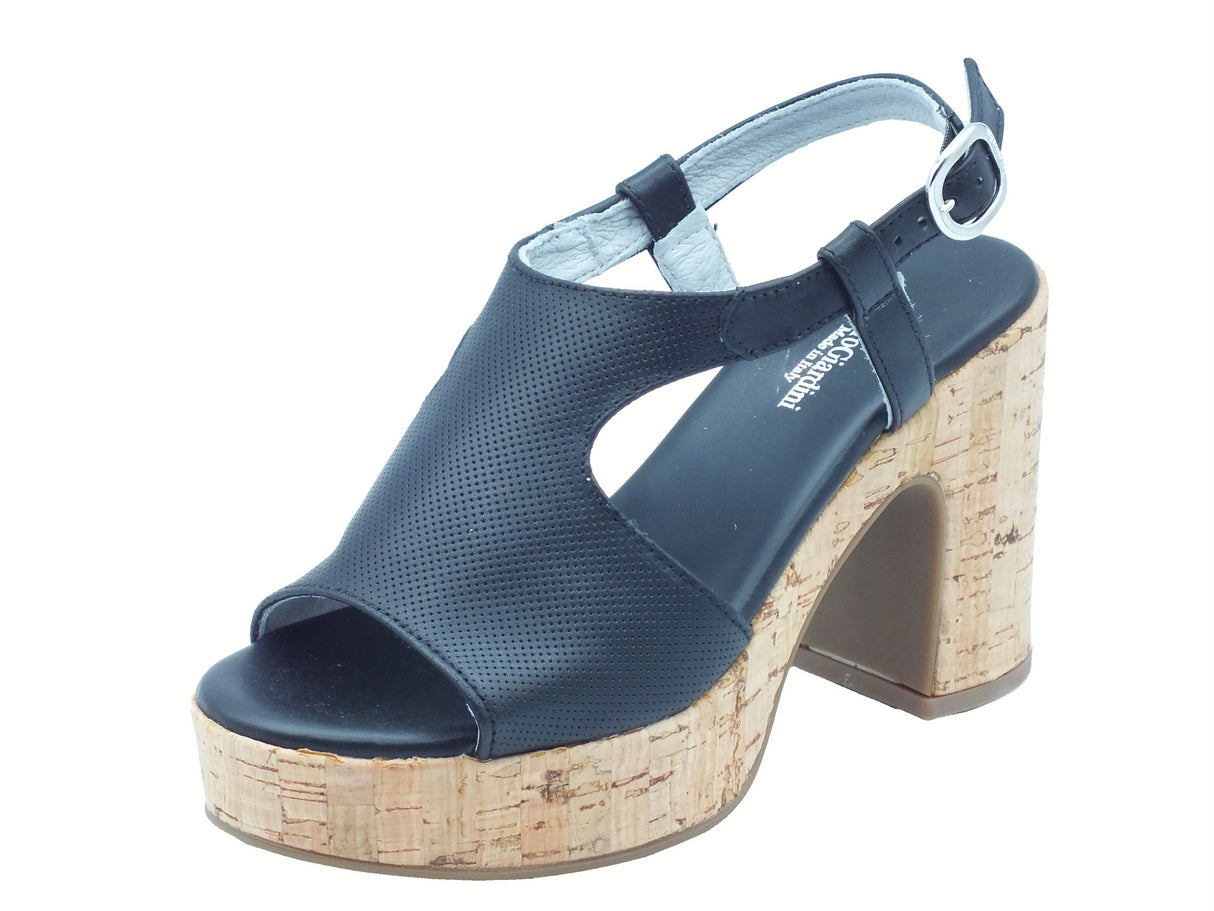 Nero Giardini NeroGiardini E513620D Tamigi Nero Sandali per Donna in pelle con fibietta e tacco alto Nero