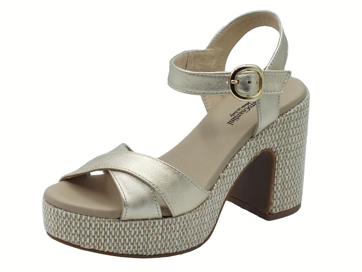 Nero Giardini NeroGiardini E513631D Etoile MieleSandali per Donna in pelle con fibietta e tacco alto lino