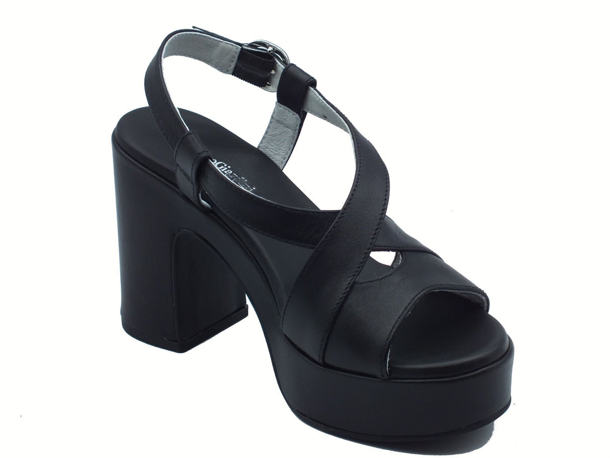 Nero Giardini NeroGiardini E513640D Tamigi Nero Sandali per Donna in pelle con fibietta e tacco alto Nero