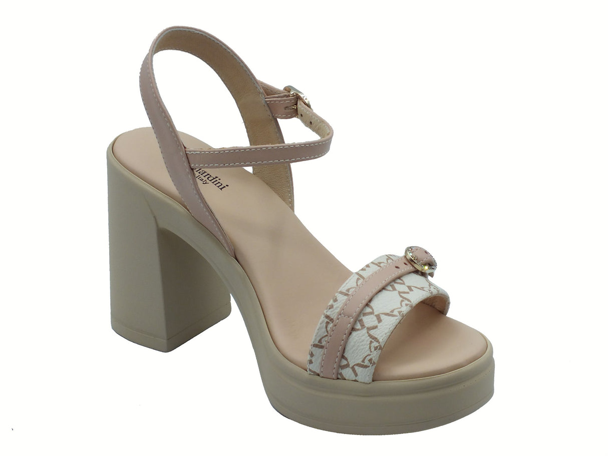 Nero Giardini NeroGiardini E513664D Giove Beige Rosa Sandali per Donna in pelle con fibietta e tacco alto Beige