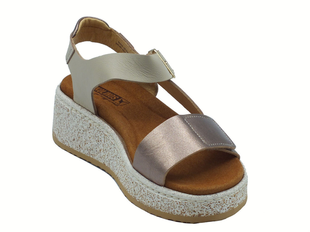 Pikolinos Pikolinos Alzira W9D-1527C1 Marfil Sandali per Donna in pelle beige con doppio strappo Marfil
