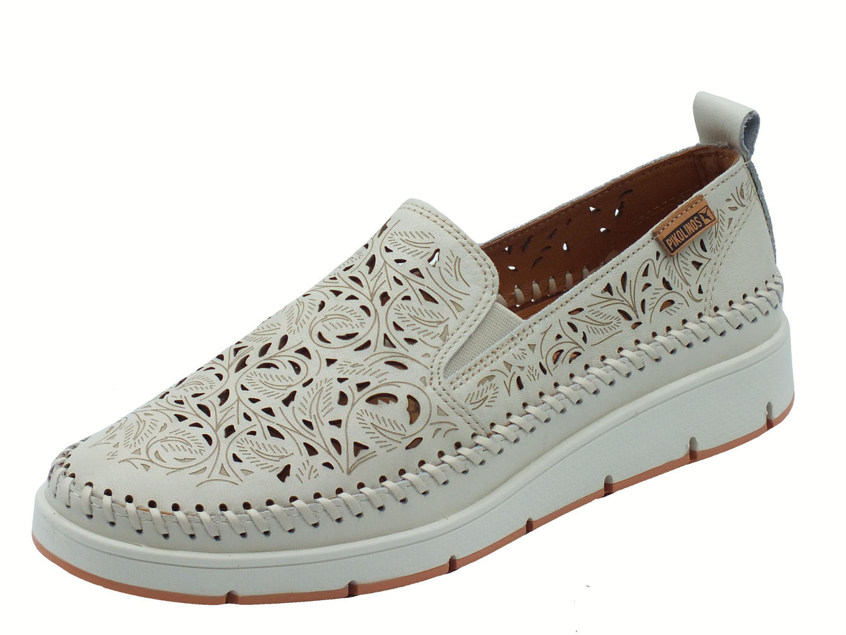 Pikolinos Pikolinos 3896 Tenerife NataMocassini per Donna in pelle laserata bianca bianco