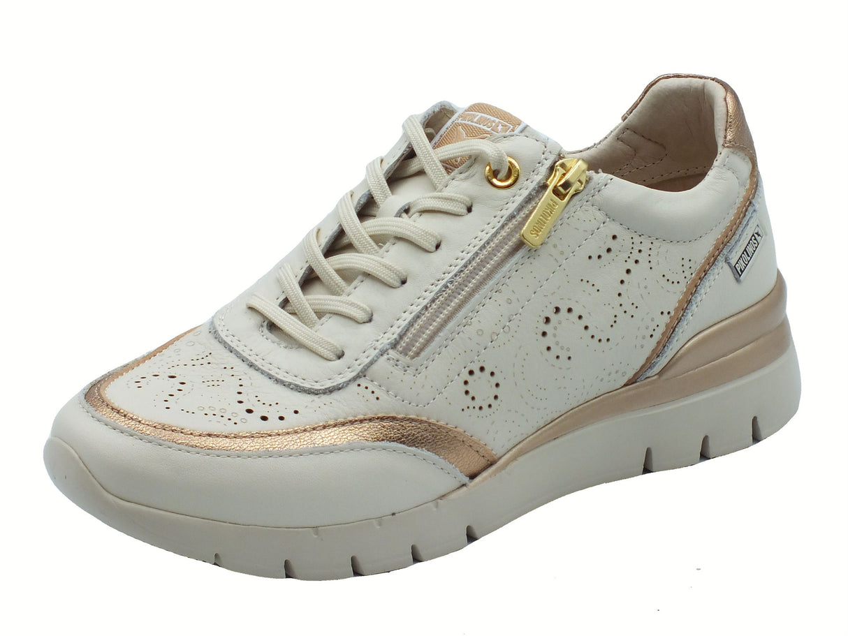 Pikolinos Pikolinos 6622C1 Cantabria Nata Sneakers per Donna in pelle bianco con lampo e lacci bianco